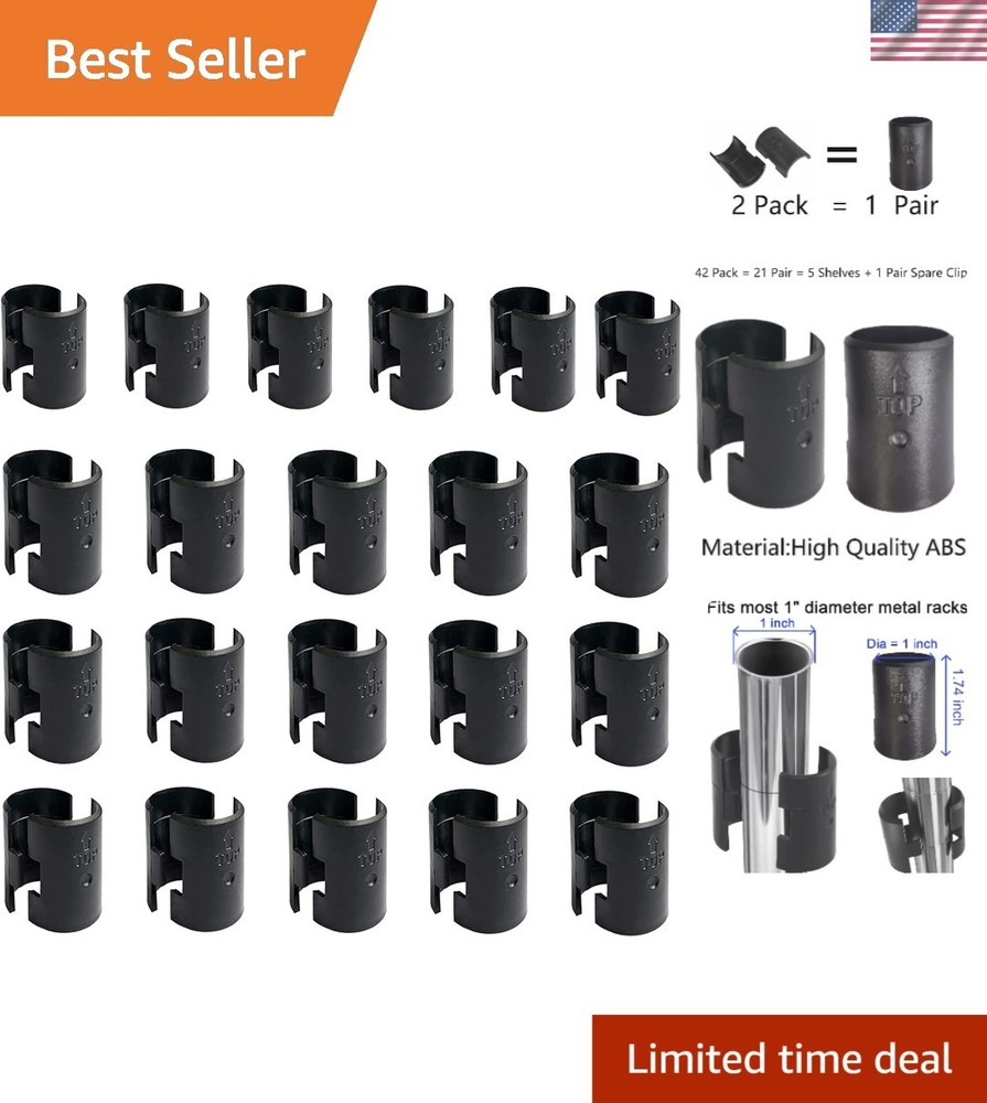 42 Pack Wire Shelf Lock Clips for 1" Posts - Durable ABS Replacement Clips