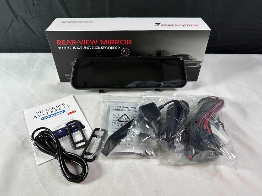 P11 Black 2.5K DVR Rear-View Mirror Dash Camera With User Manual