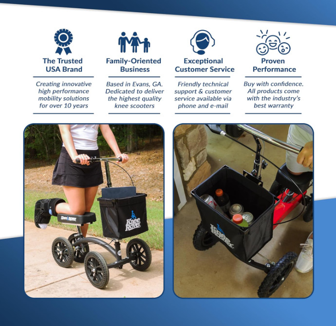 Large Capacity Knee Scooter Basket Accessory with Universal Bracket Mount