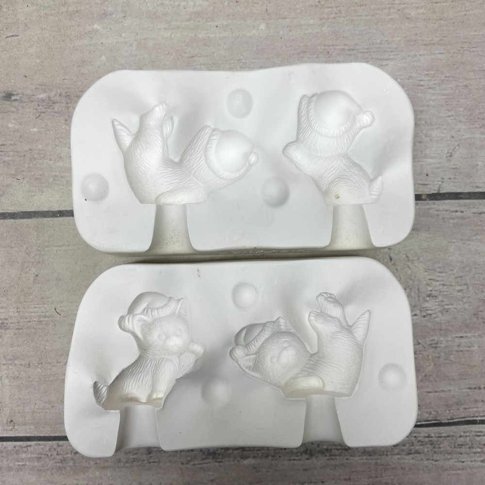 Idle Time Ceramic Casting Mold Christmas Kittens Figurine #311
