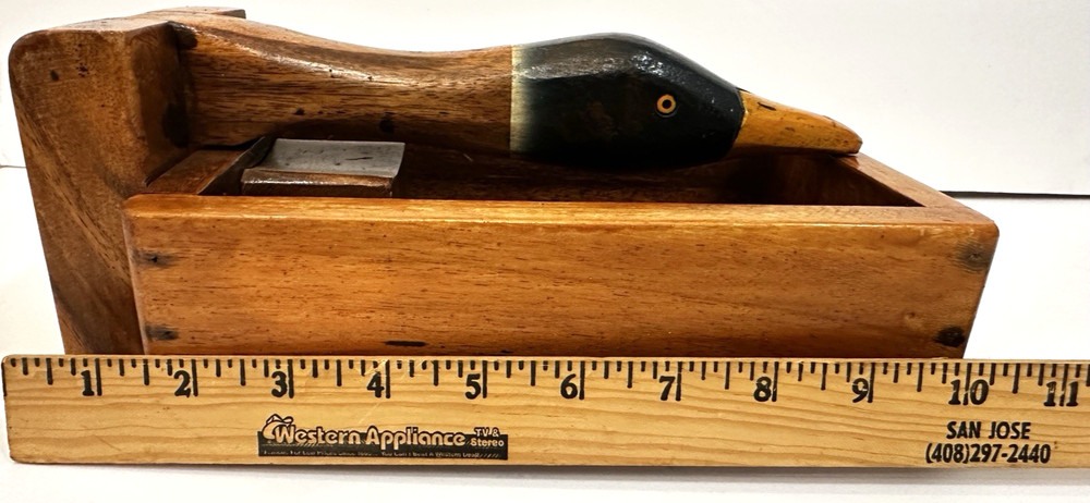 VINTAGE WOODEN DUCK NUT CRACKER HEAD BOX