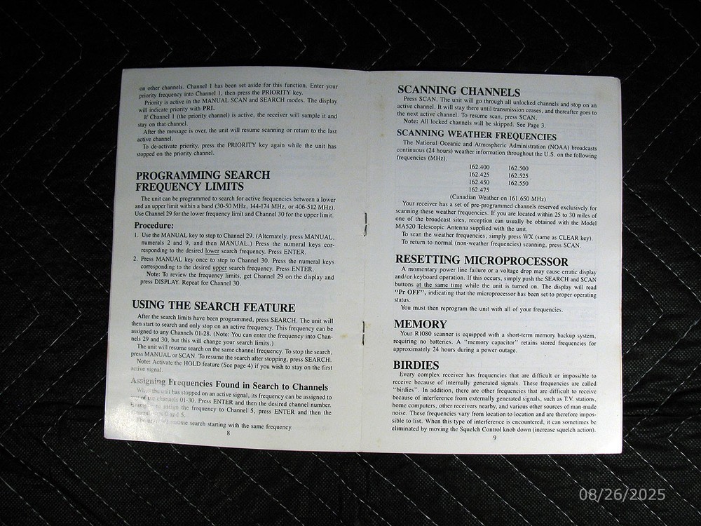 Genuine Regency Scanner Model R1080 Owner's Manual