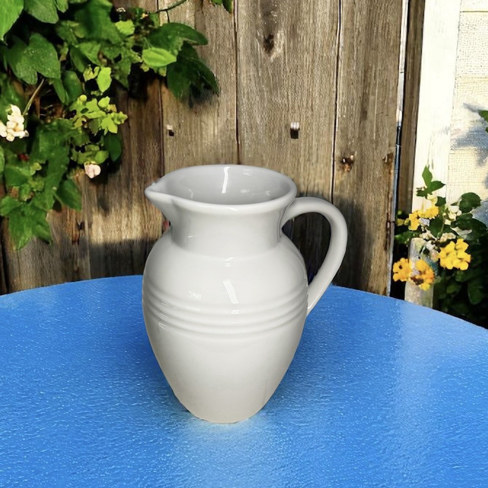 Vintage Le Creuset Stoneware White Pitcher
