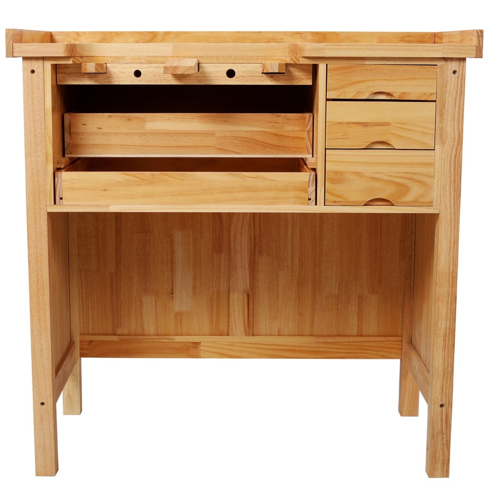Sturdy Solid Wood Workbench for Jewelry Making with Practical Drawers