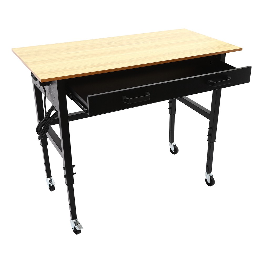 Mobile Workbench, Work Bench for Garage Office Home, Height Adjustable Workbench