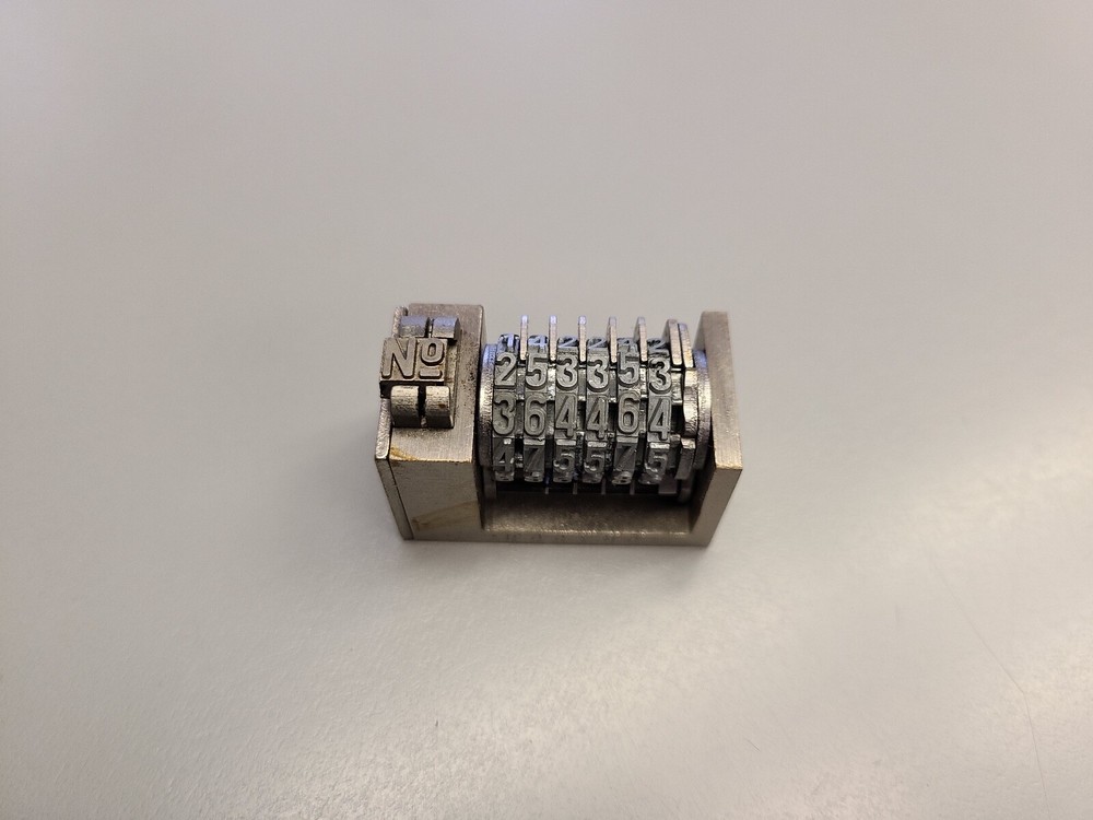Atlantic Backward 6 Digit Letterpress Numbering Machine GOTHIC FONT #18