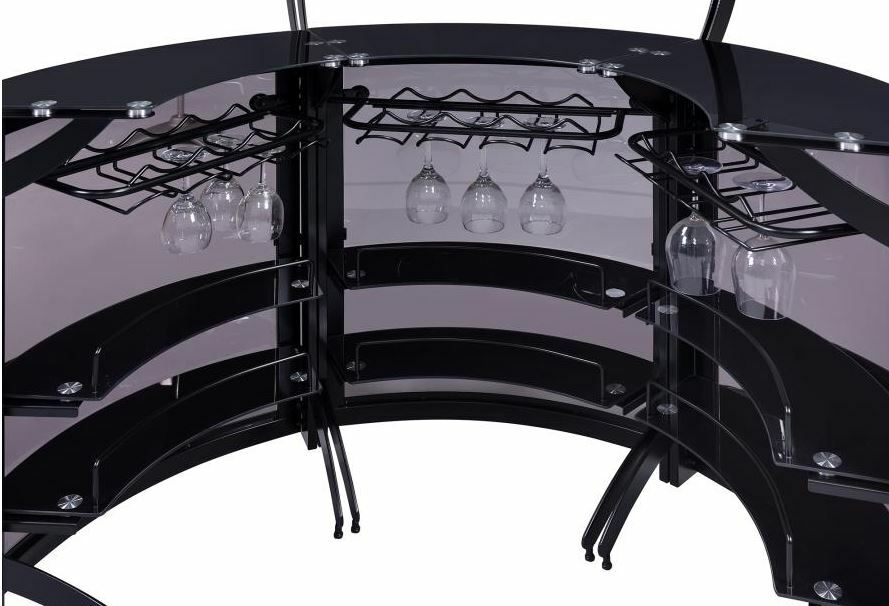 Wine Rack Bar Unit with Smoked and Black
