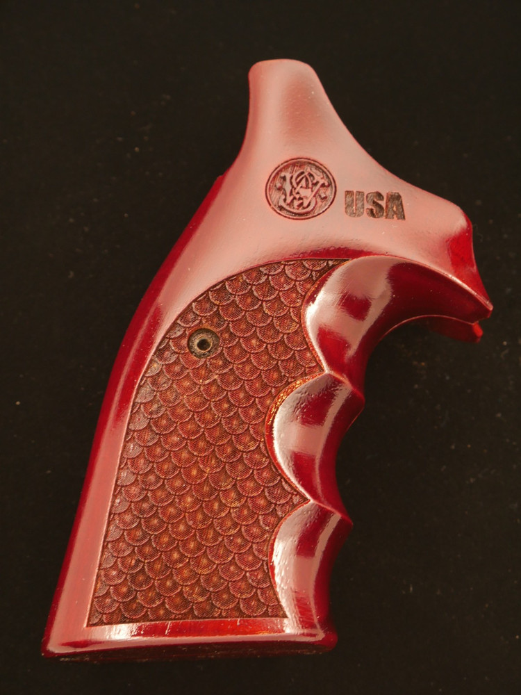 CUSTOM MADE S&W SMITH & WESSON K/L SQUARE BUTT FRAME GRIP *FISH-SCALE-MAROON*