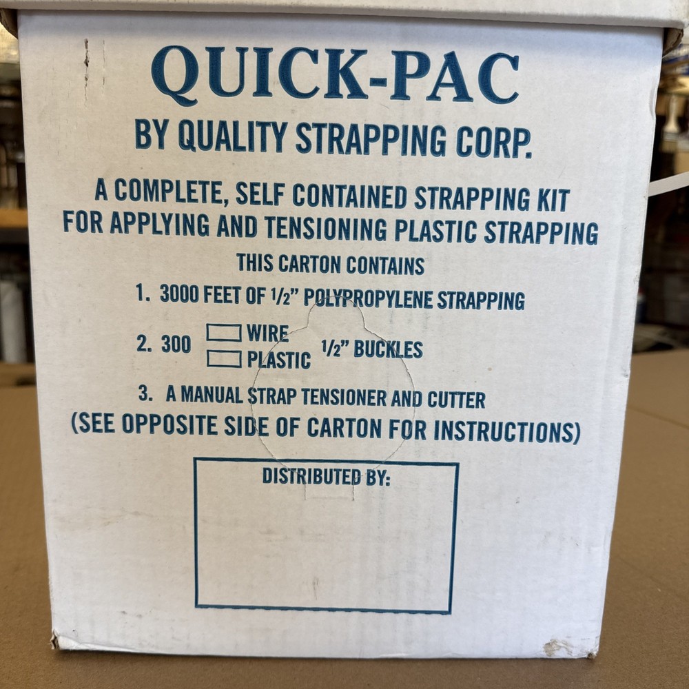 Never Used Quick-Pac Self Contained Strapping Kit ~ 1/2 White Plastic Strapping