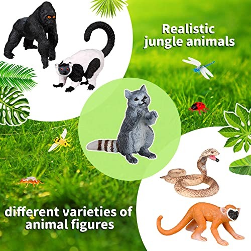 25 Pack Rainforest Animals Figures Toys Set Assorted Creatures Rainforest