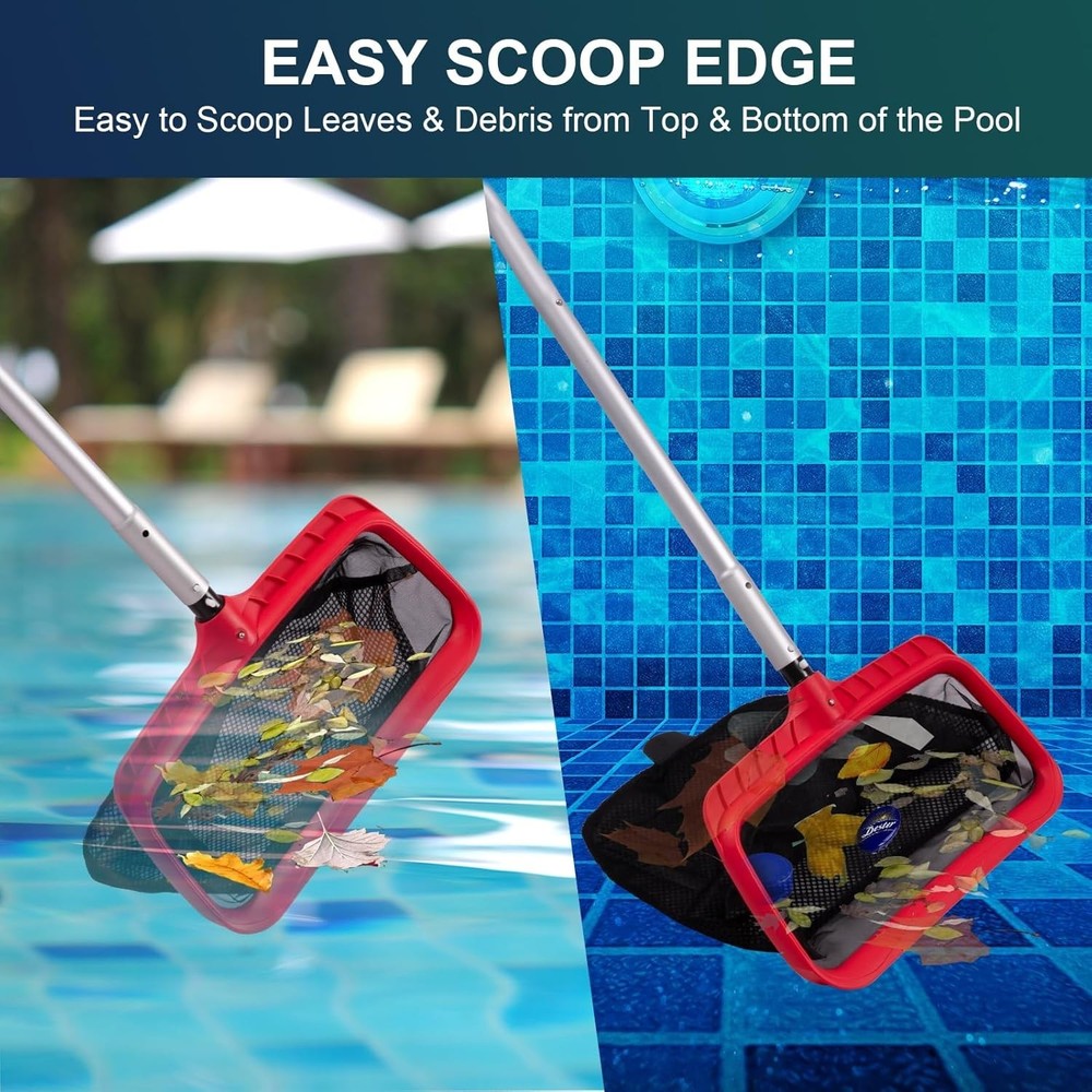 Upgraded Pool Skimmer Net - Double-Layer, Reinforced Frame for Easy Cleaning