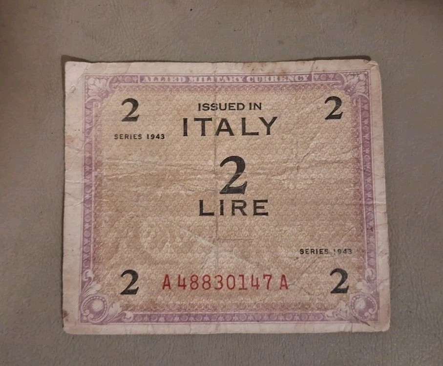 1943 Italy 2 Lire Note