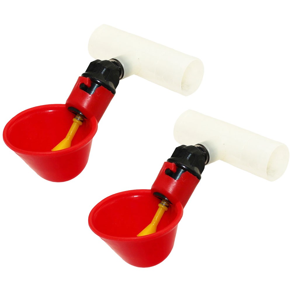 Two (2) Automatic Waterer Drinker Cups and Clear Plastic Chicken Water Poultry