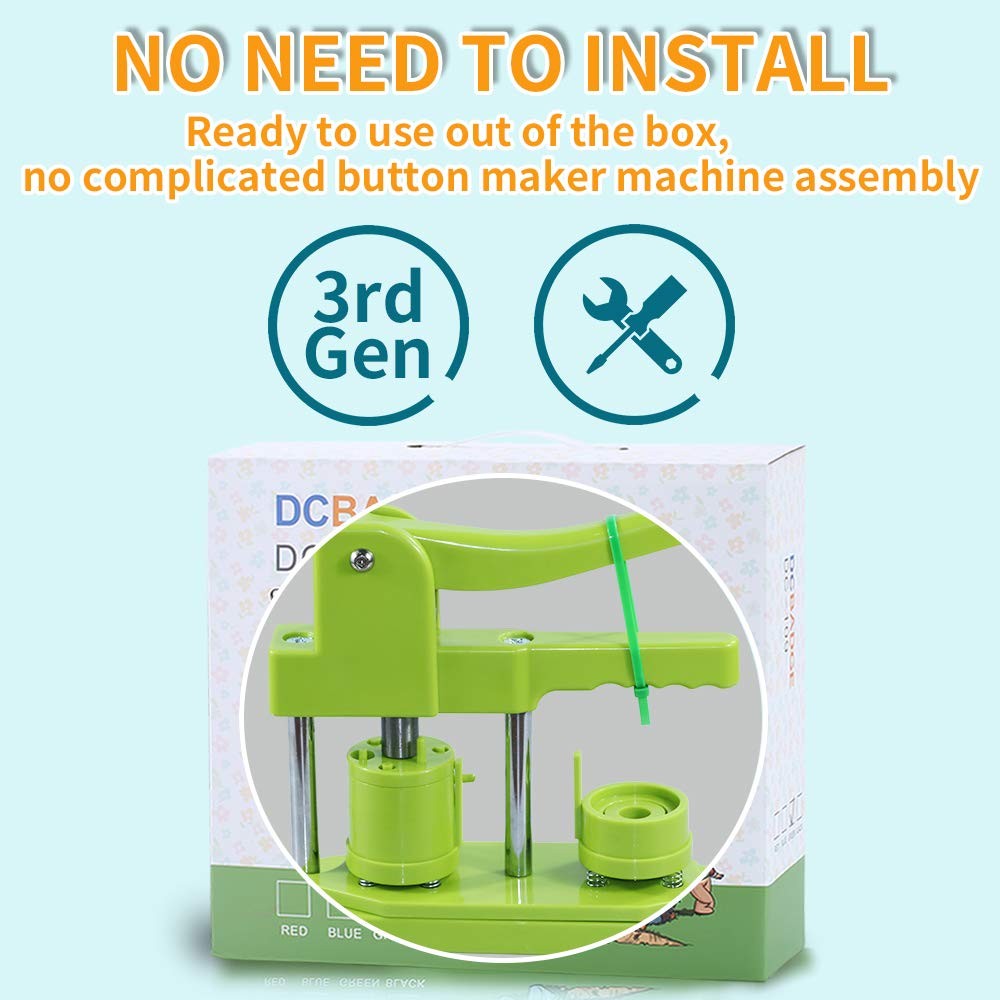 Happizza Button Maker Machine, (3rd Gen) Round - 25 mm, Green