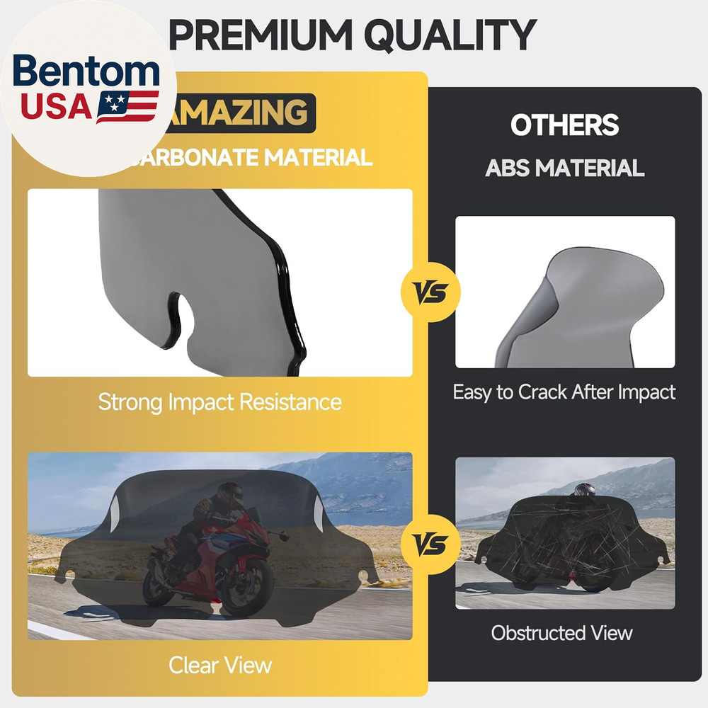 Motorcycle 8 Inch Windshield Windscreen Windshield Fit for 1996-2013 Harley Davi