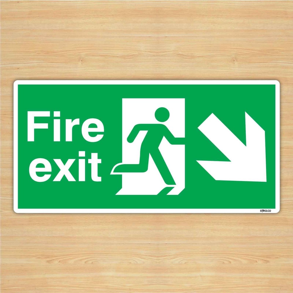 Fire Exit Direction Sign Safety Sticker 30x15cm