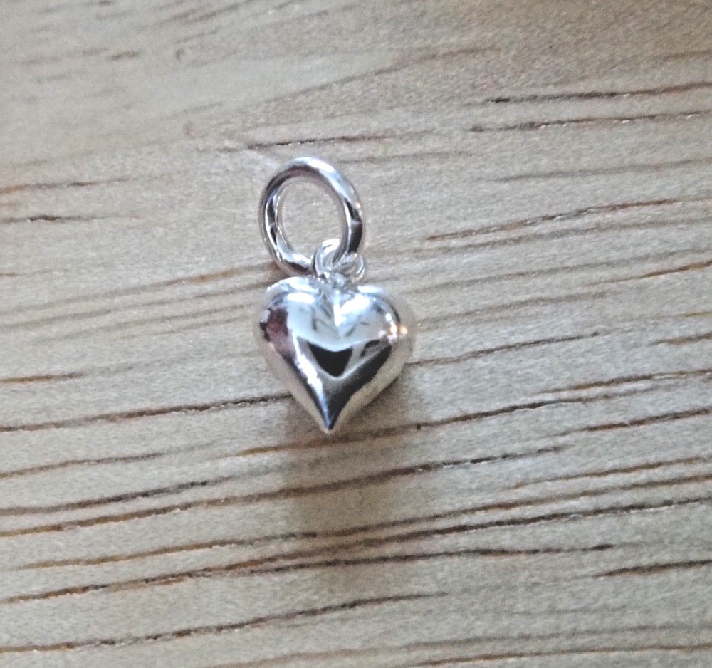 TINY 6x8mm Sterling Silver Shiny Puffy Heart Charm