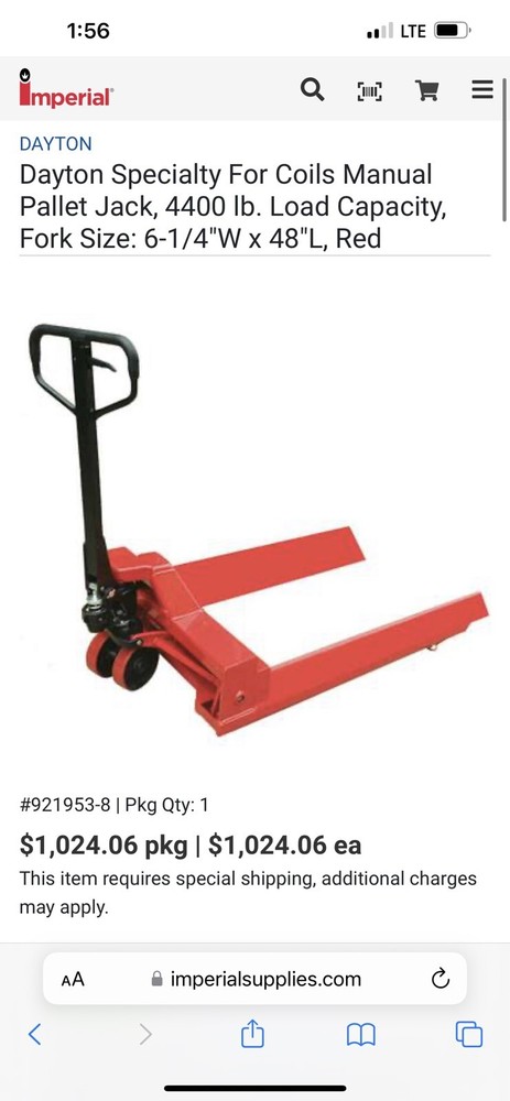 Dayton Coil Reel 4400lb Pallet Jack