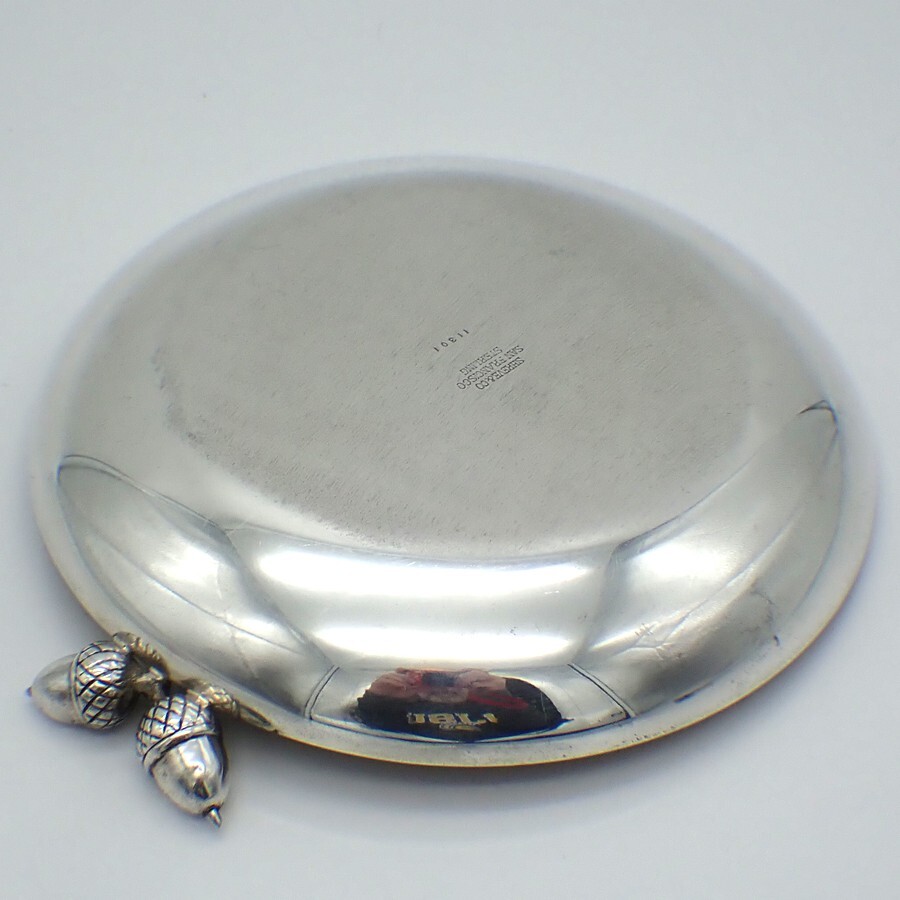 Serving Nut Dish Acorn Applied Decorations Shreve Sterling Silver Mono H