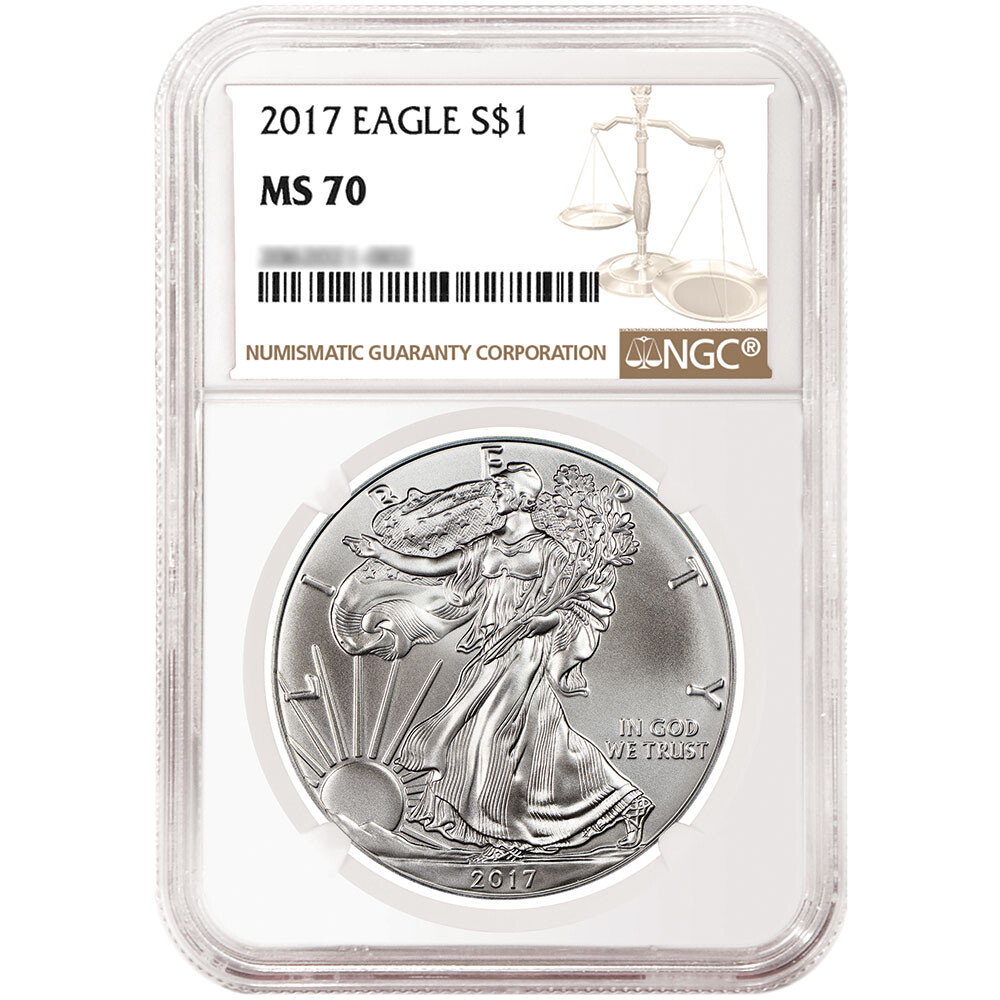 2017 $1 American Silver Eagle NGC MS70 Brown Label