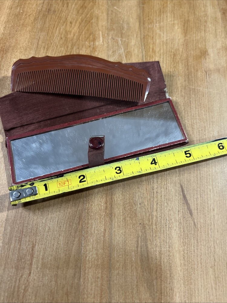 Vintage Pocket Comb And Mirror With Case