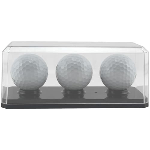 43C3GOLF-BB-UV Clear Plastic 3 Golf Ball Display Case with (UV 1 Black Base