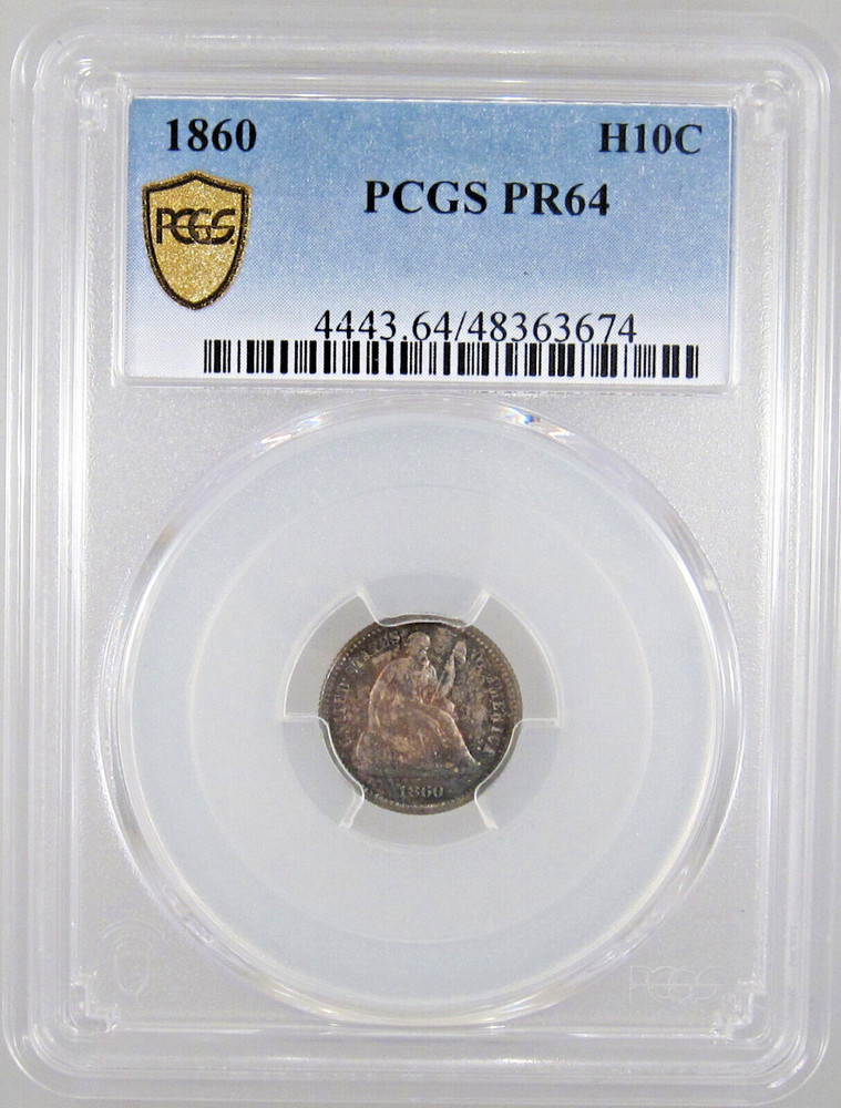 1860 Seated Liberty Half Dime PR-64 Certified - Color!