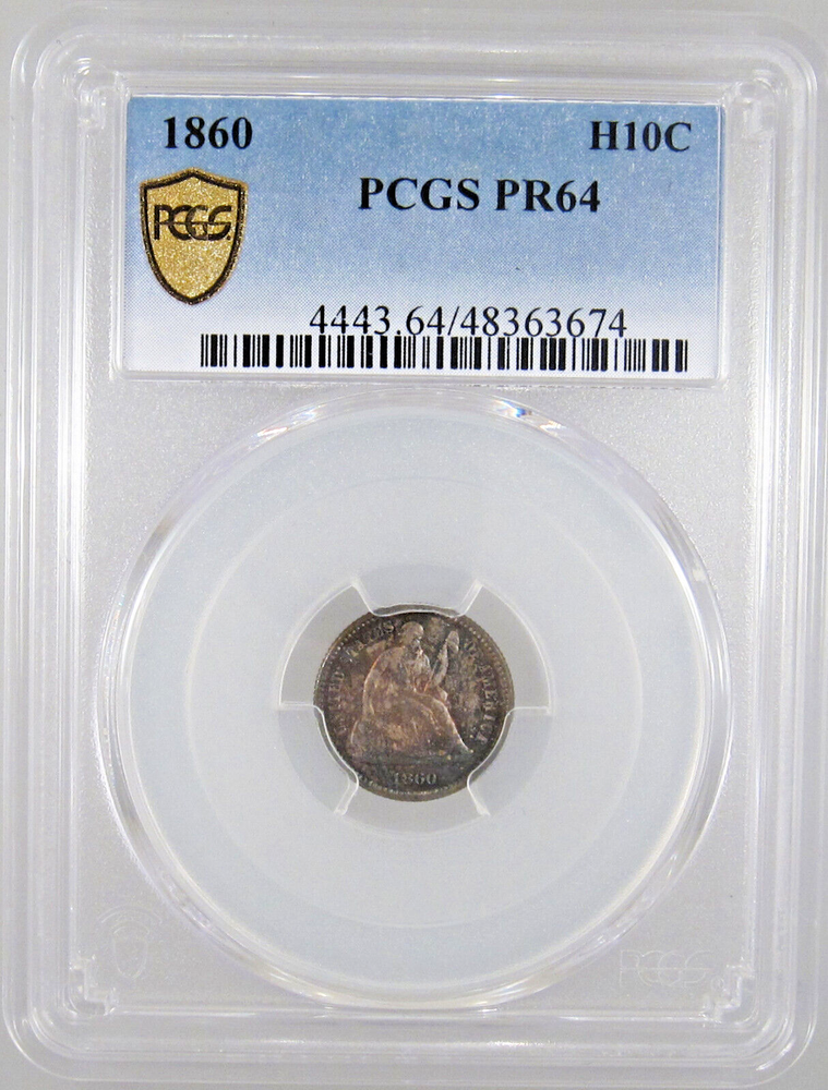 1860 Seated Liberty Half Dime PR-64 Certified - Color!