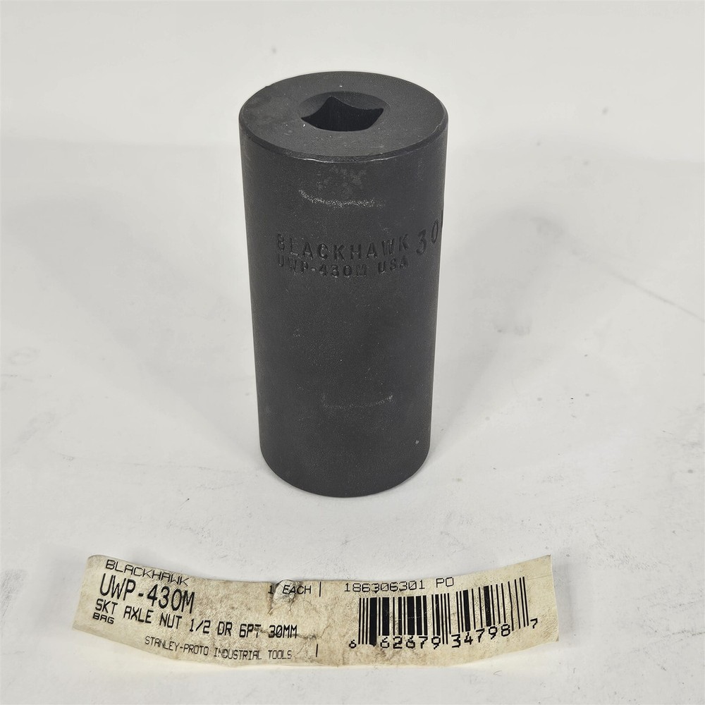 6Pt. 30mm 1/2" Drive Axle Nut Impact Socket Blackhawk UWP-430M Black Oxide