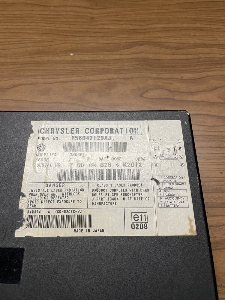 Jeep 10 Disc CD Auto Changer P56042129AJ - UNTESTED