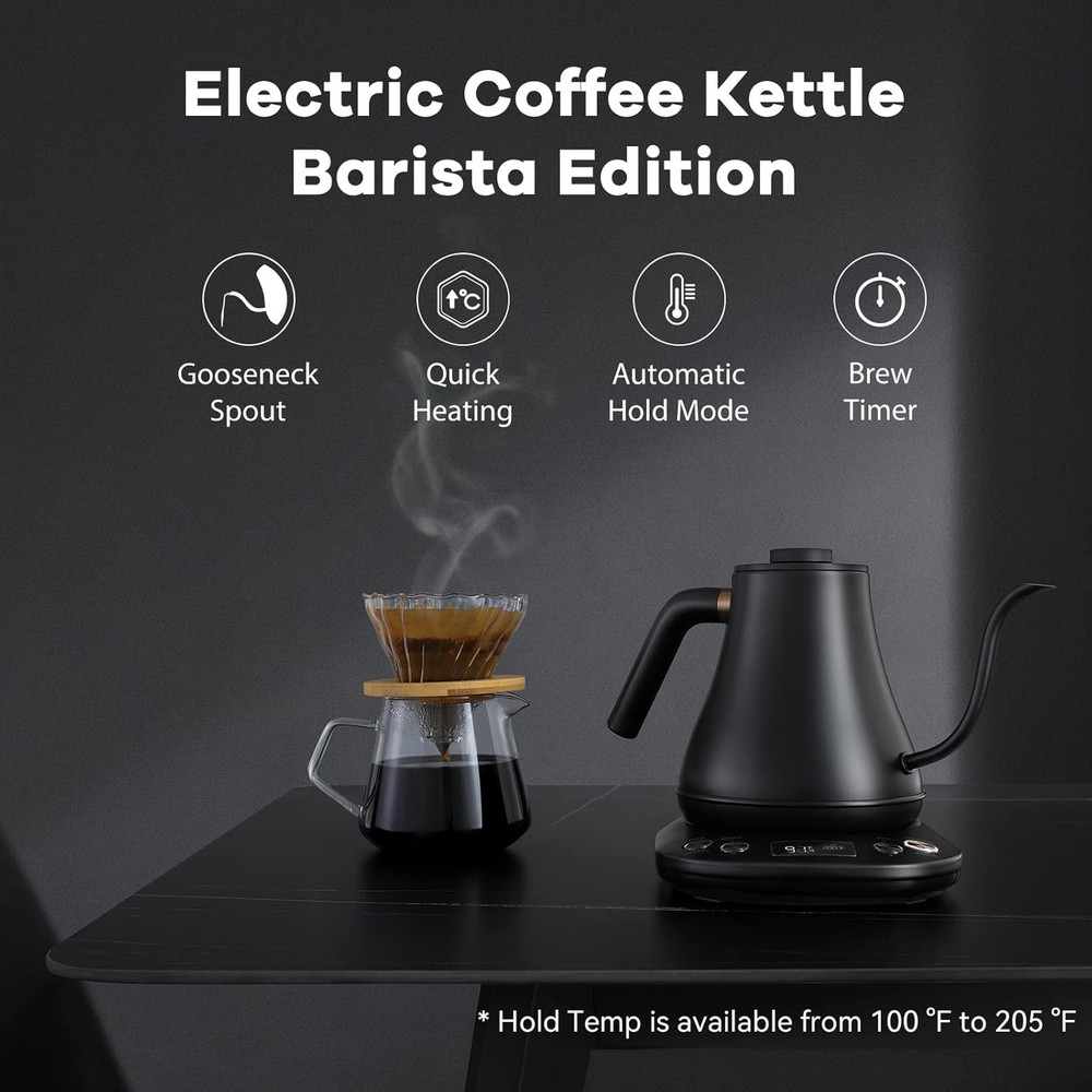 Electric Kettle Gooseneck Pour over Kettle ±1℉ Temperature Control Quick Heating