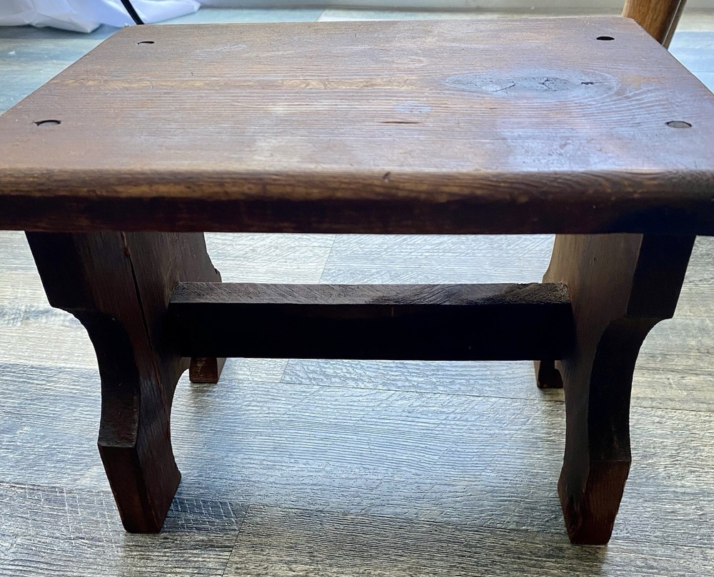 Vtg Solid Wood Footstool 8 1/2” X 11”