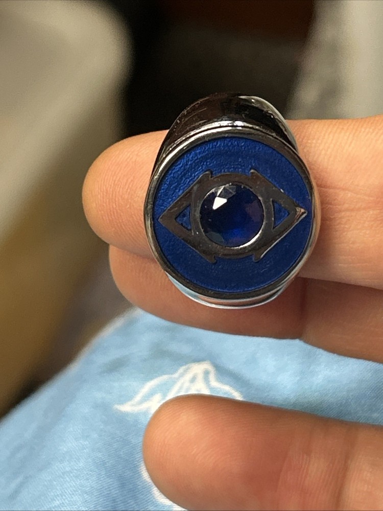DC Comics Blue Lantern Corps Stainless Steel Blue Enamel Ring - Size 7.5