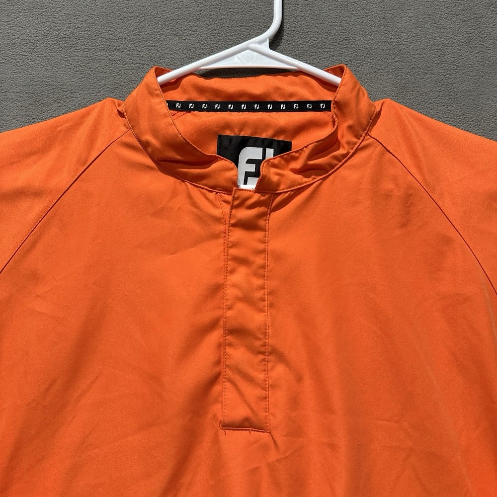 FootJoy Jacket Mens Medium Orange Long Sleeve Golf Windbreaker Snap Pullover EUC