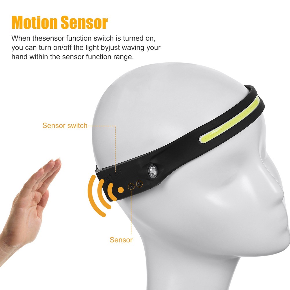 4 PACK COB+LED Headlamp Headlight Torch Flashlight Work Light Bar Head Band Lamp