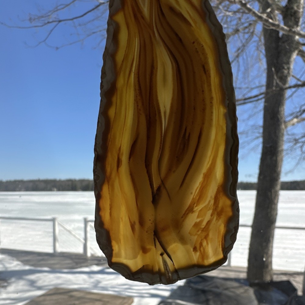 Banded Agate Pair Brown Polished Slabs