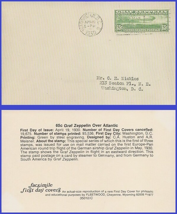USA5 #C13 ADDR FACSIMILE FDC   Graf Zeppelin