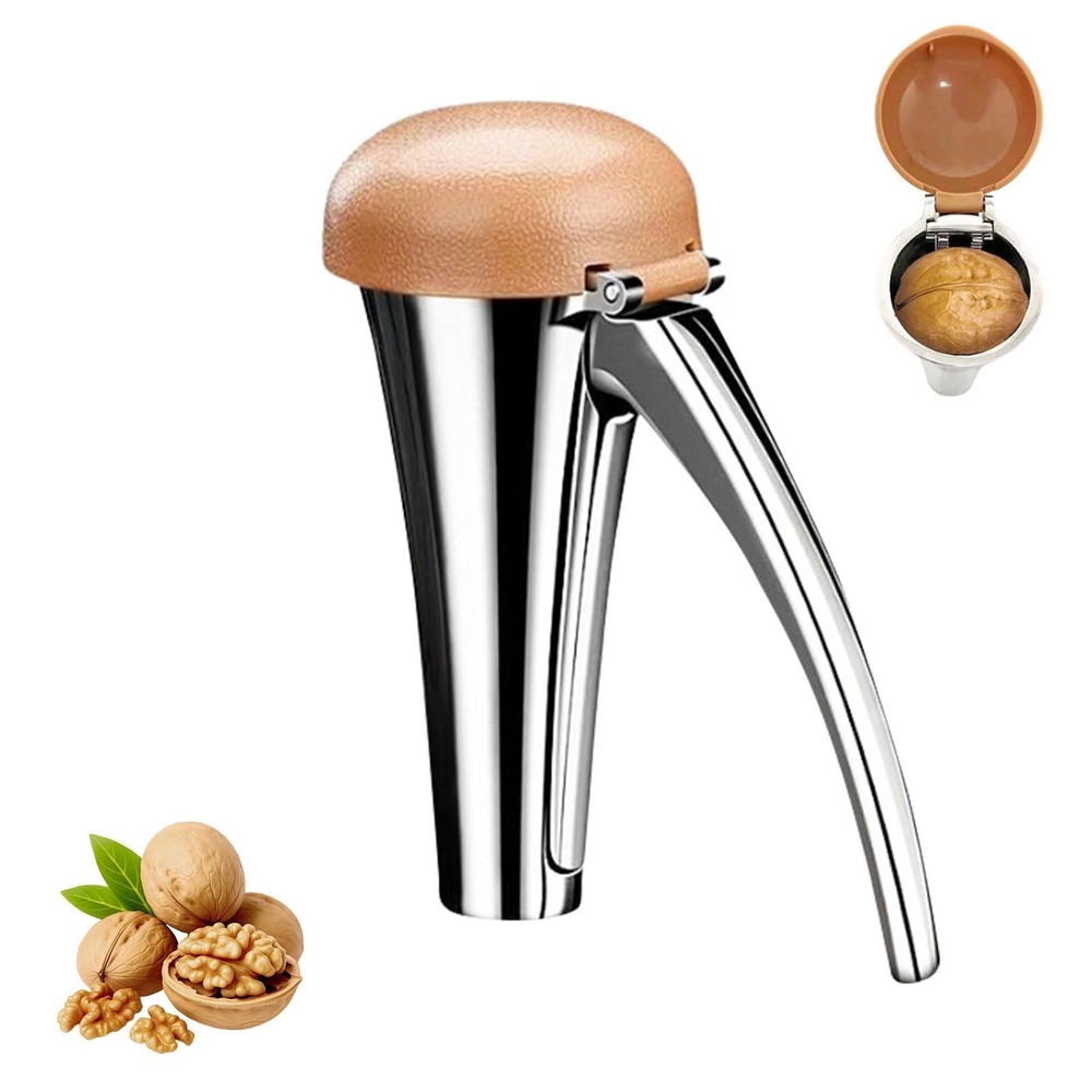 Heavy Duty Nut Cracker Tool with Splash-Proof Lid, Ergonomic Self-Retracting Han