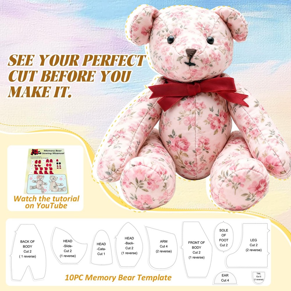 15IN Memory Bear Sewing Patterns Template Ruler Set with 15'' 11 Ste