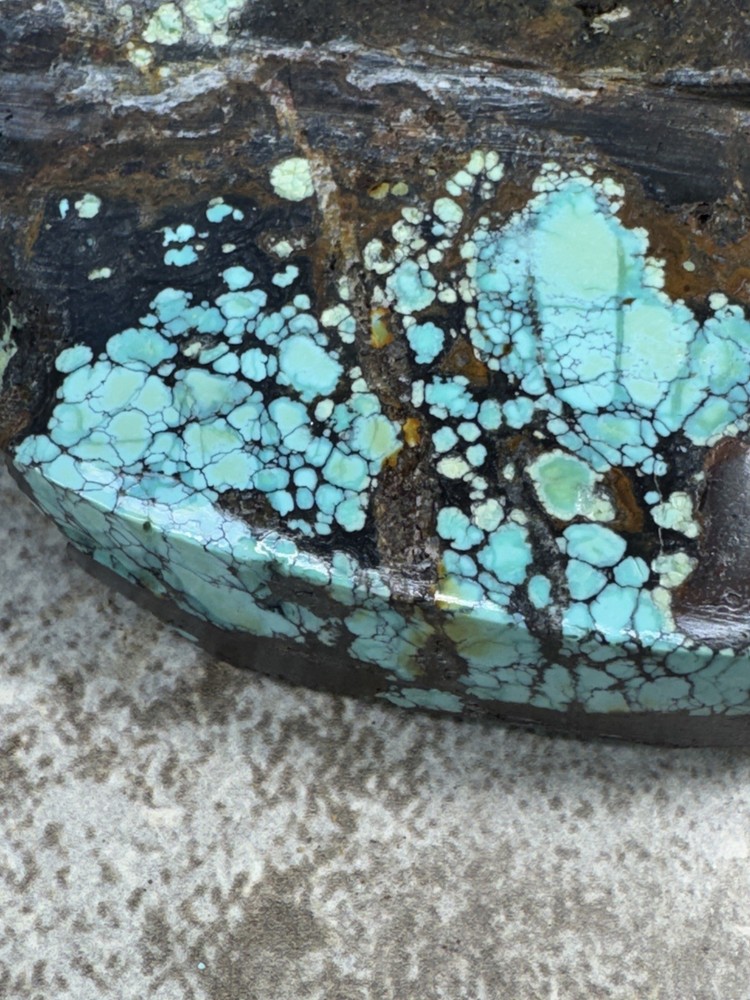 Hubei turquoise rough , solid spiderwebs nuggets in multi colored
