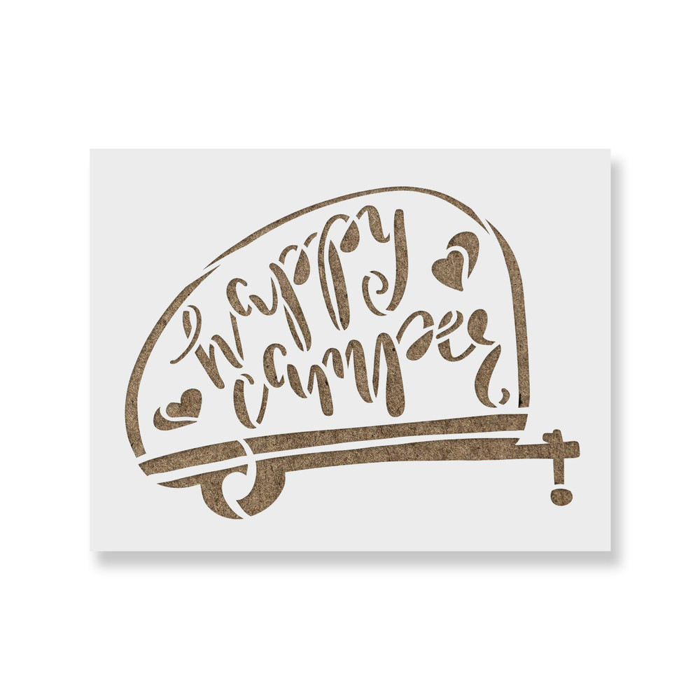 Happy Camper Stencil - Durable & Reusable Mylar Stencils