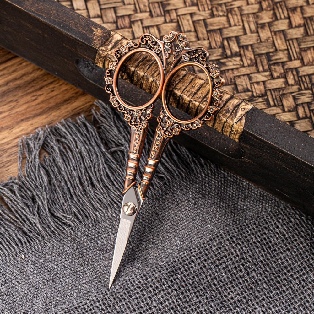 Copper All Purpose Scissors Sharp Sewing Embroidery With Sheath Office