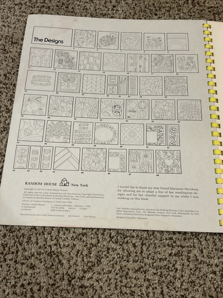 Vintage Mid Century Lisbeth Perrone's Needlepoint Workbook Over 40 Designs