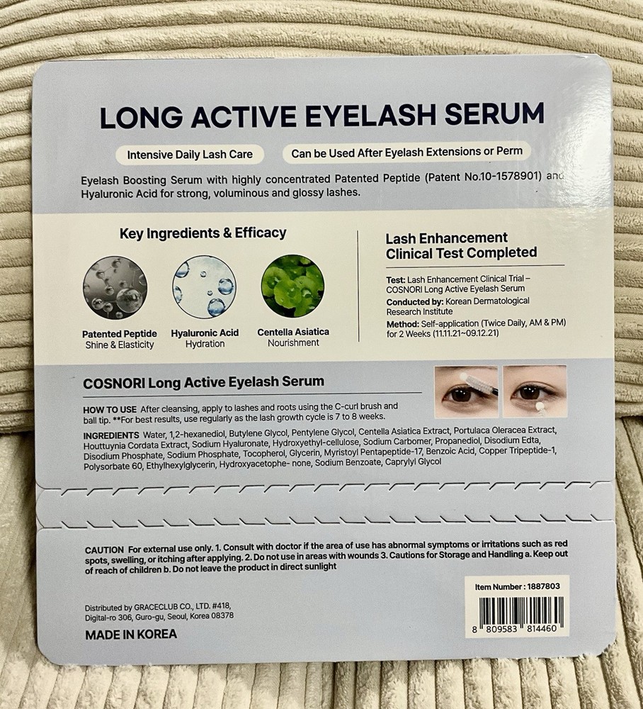 COSNORI Long Active Eyelash Serum, 0.31 fl oz, 2-pack