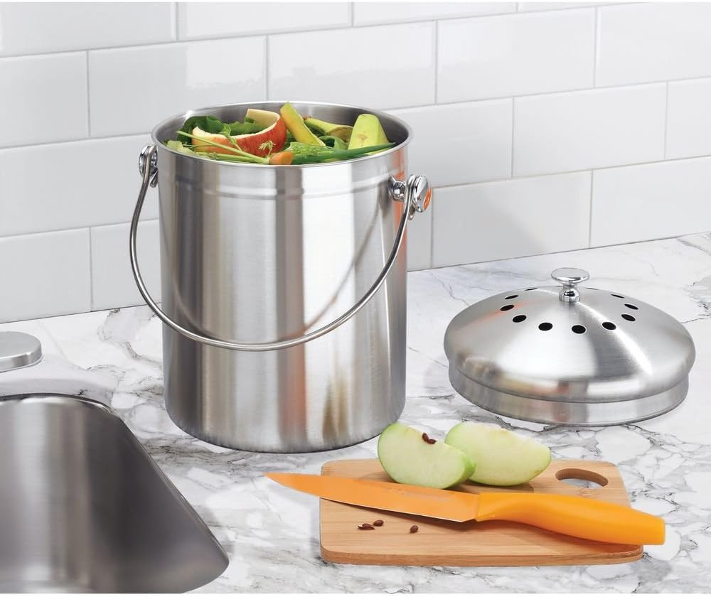 Interdesign 32650 Kitchen Compost Bin, 1.3 Gallon Capacity