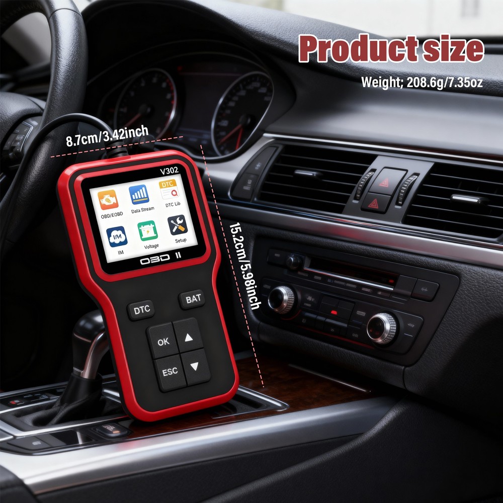 OBD2 Scanner Car Code Reader Battery Voltage Test O2 Sensor Live Data EVAP Test