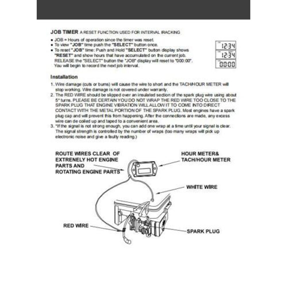 Waterproof Tachometer Tiny Tach Hour Meter Fits 2 Stroke & 4 Stroke Small Engine