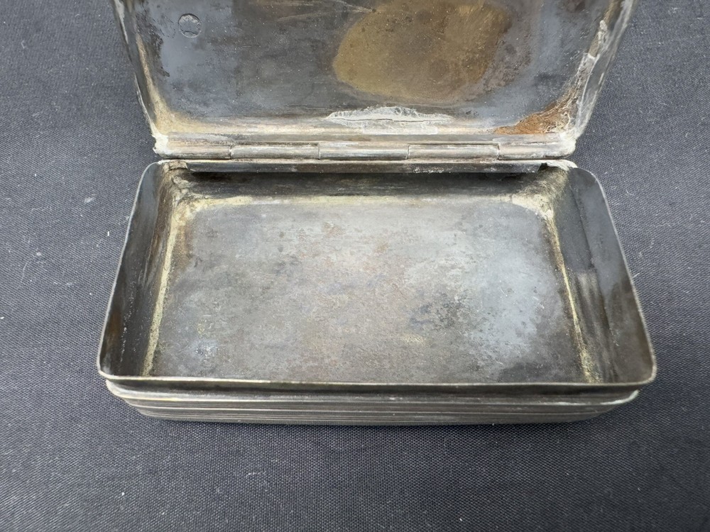 Antique Sterling Silver Hand Engraved Snuff Box