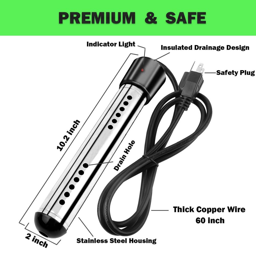 Portable Electric Immersion Bucket Water Heater 1500W 110V Hot Tub Bath Warmer