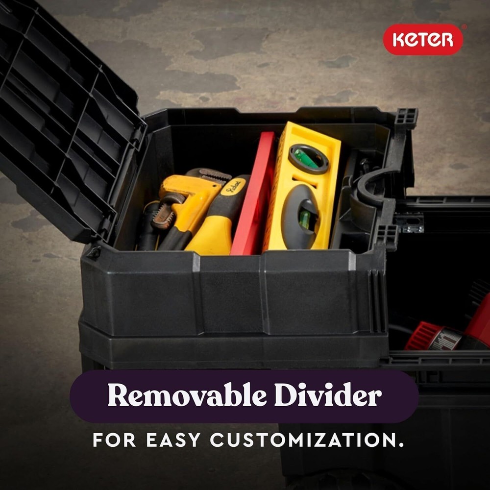 Resin Rolling Tool Box with Locking System and Removable Bins Storage Chest US